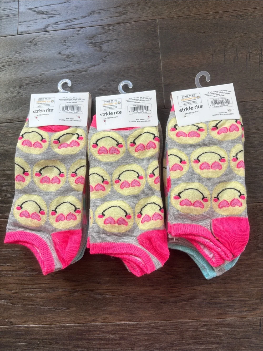 Stride rite Surprise 9 pair3 3 packs,ankle,happy face,heart smile face,stripe,